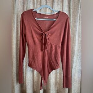 Abercrombie & Fitch Rust Tie-Front Bodysuit